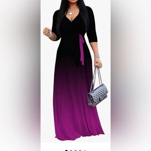 Elegant Black and Purple Maxi Dress